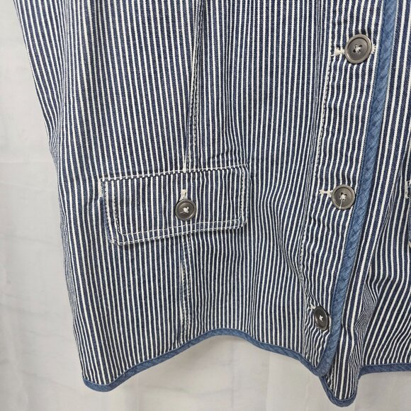 CJ Banks Vest Denim Blue White Railroad Stripes 2X - Picture 2 of 8